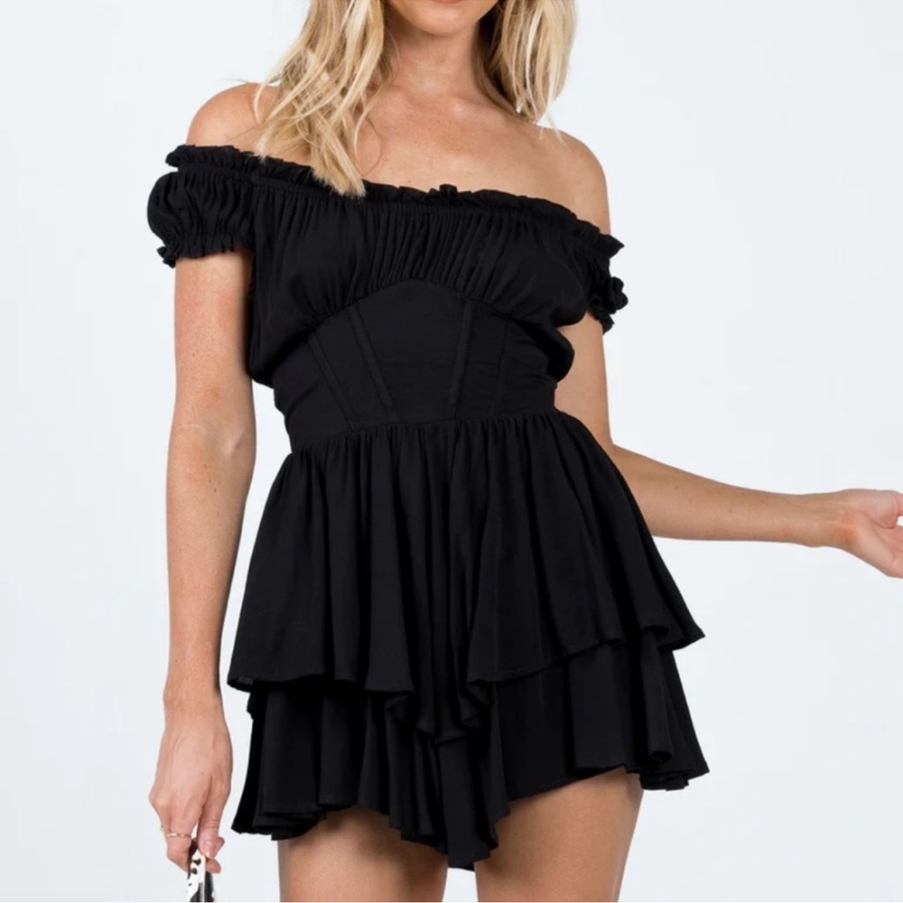 Black Off-Shoulder Ruffle Dress